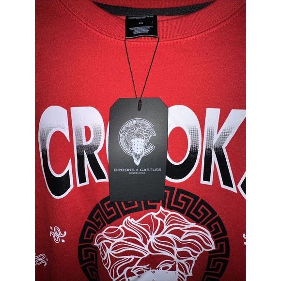 Crooks and Castles size XL Crewneck Sweatshirt Red/Black-White. - Picture 6 of 10
